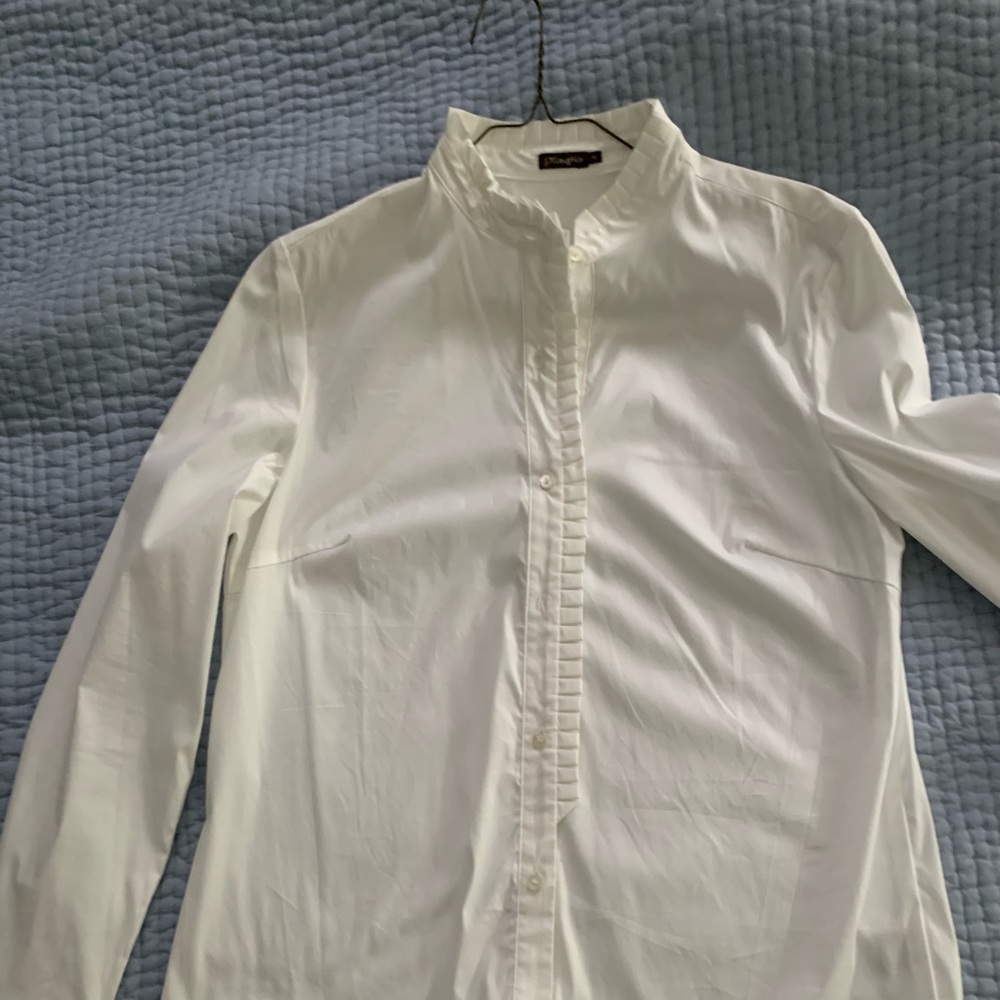 J McLaughlin white tuxedo blouse
